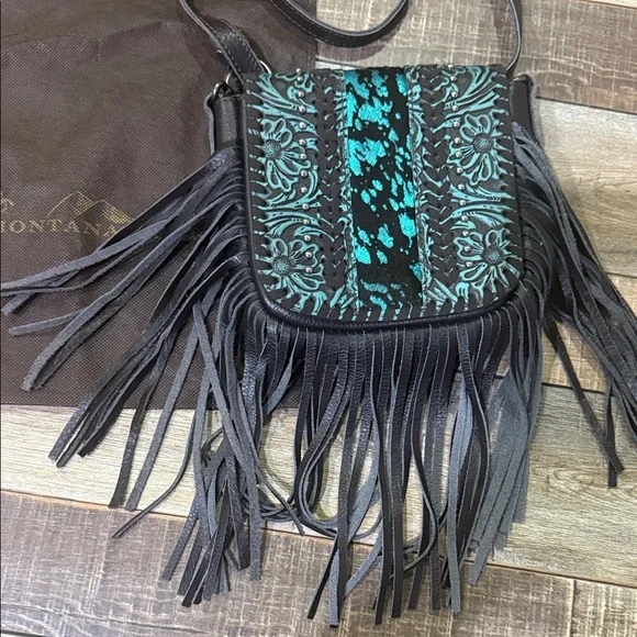 Montana West chocolate brown and Turquise Patterned Crossbody Bag - Picture 3 of 8